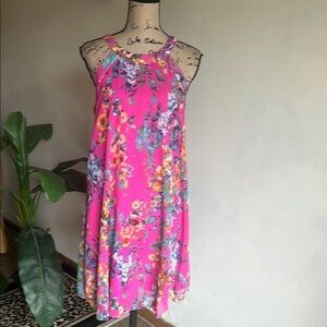 Betsey Johnson Sleeveless Floral Shift Dress Pink Size 8
